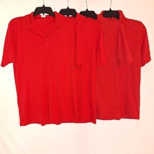 Sport-Tek Unisex S Lot Of 4 Red Work Shirts Short Sleeve Three-button Placket